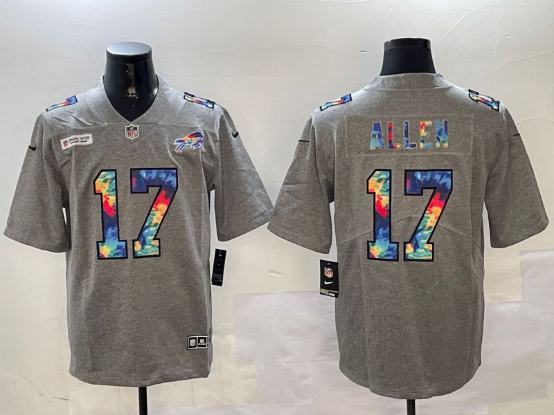 Men Buffalo Bills #17 Allen Grey Rainbow 2024 Nike Limited NFL Jersey style 1->buffalo bills->NFL Jersey
